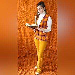 Handmade Vintage 60s Office Set - Plaid Slacks & Matching Vest